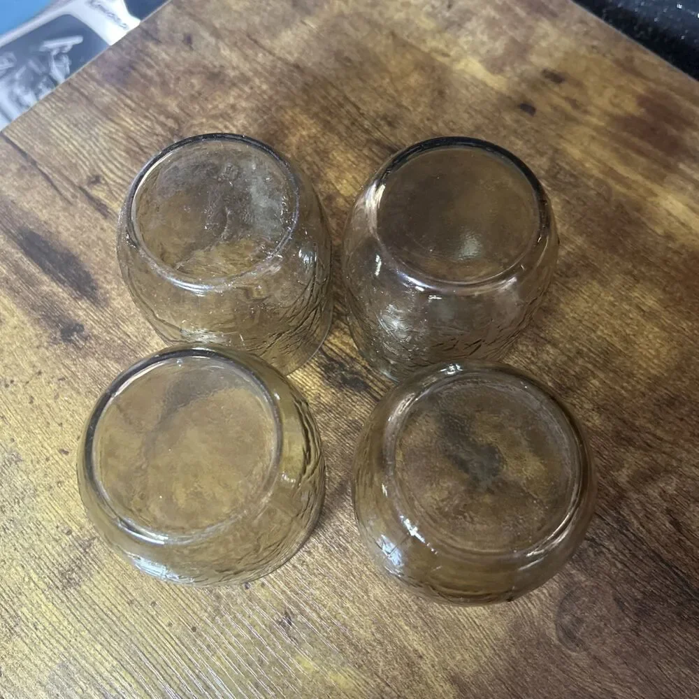 Anchor Hocking Sherwood Spicy Brown on the Rocks set of four Short Glasses 70’s